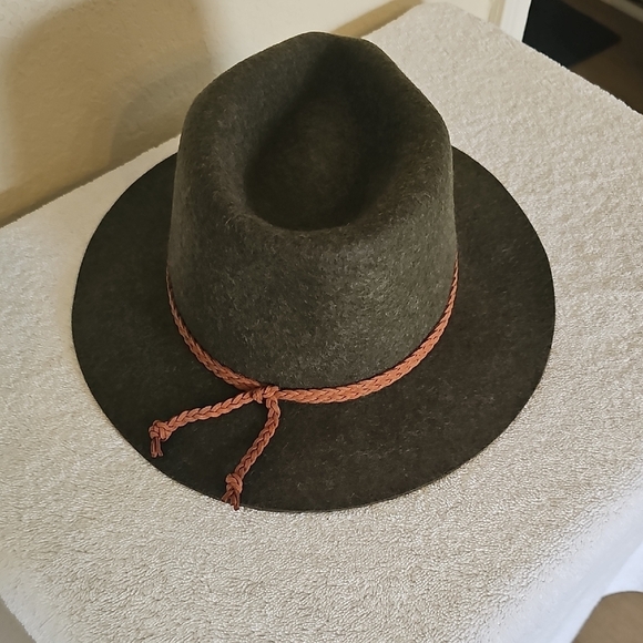 NWT Treasure & Bond Double -Braid Wool Felt Fedora Adjustable Hat Olive - Picture 6 of 16